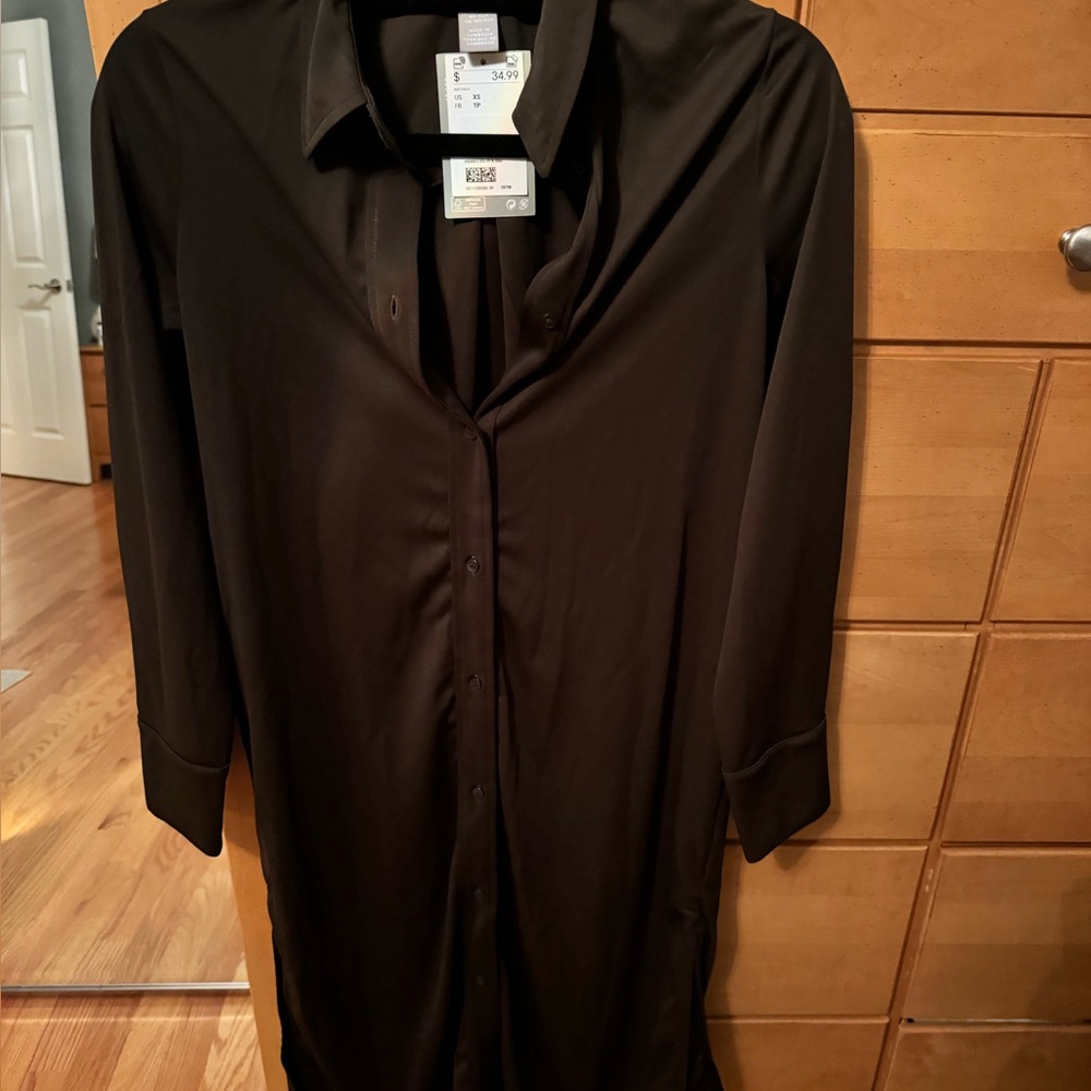 H&M dark olive shirt dress brand new with tags